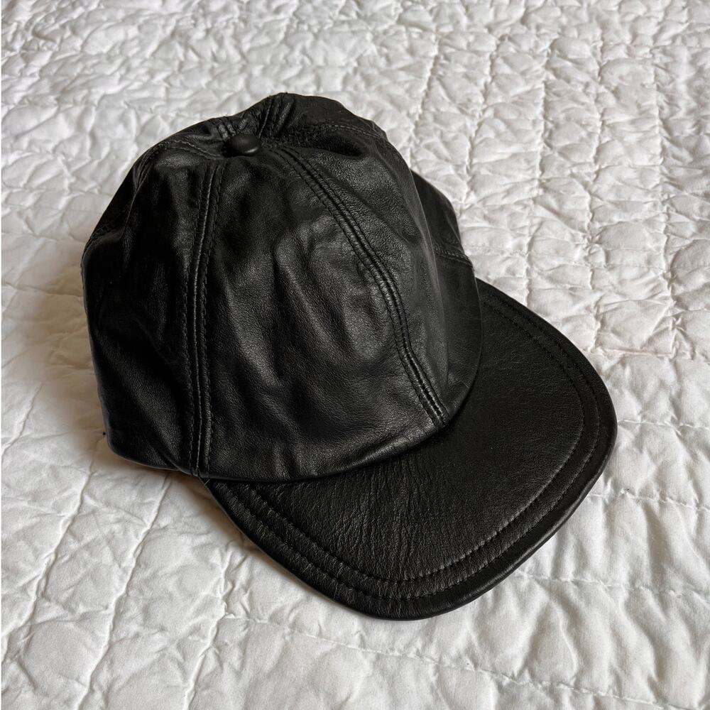 Henshel Hatquarters Leather Baseball Hat Cap OSFM Black